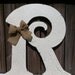 Wooden Letter R 2 ft tall with Burlap Bow Any Letter A - Z Vintage Style Hand Cut Shabby Chic Cottage Signs - Home Decor, Wedding sign