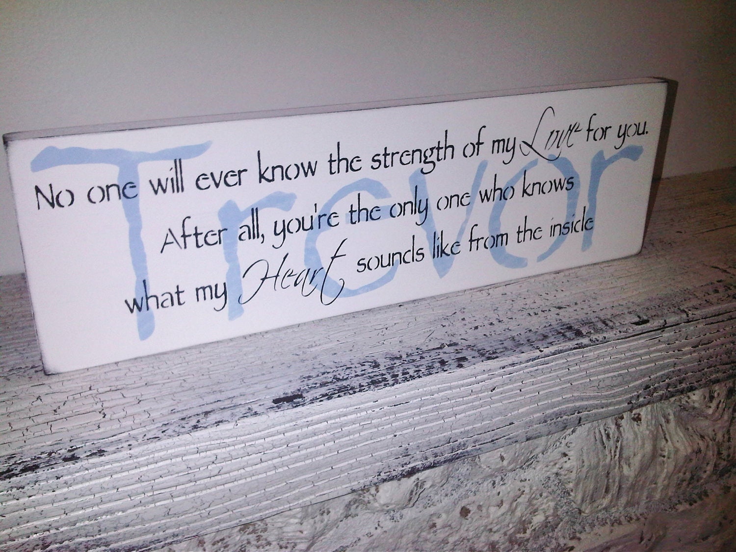 Little Boy's Nursery, Art for the Nursery, Sign - "No one will ever know the strength of my LOVE for you..." CUSTOMIZED Name