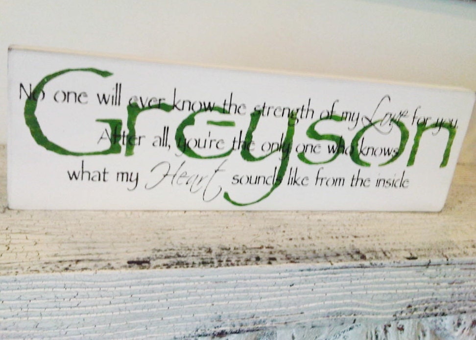 Little Boy's Nursery, Art for the Nursery, Sign - "No one will ever know the strength of my LOVE for you..." CUSTOMIZED Name