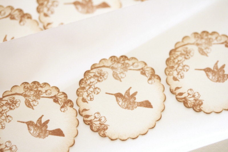 Hummingbird Seals Vintage Style Bird Stickers Shabby Chic Stationary