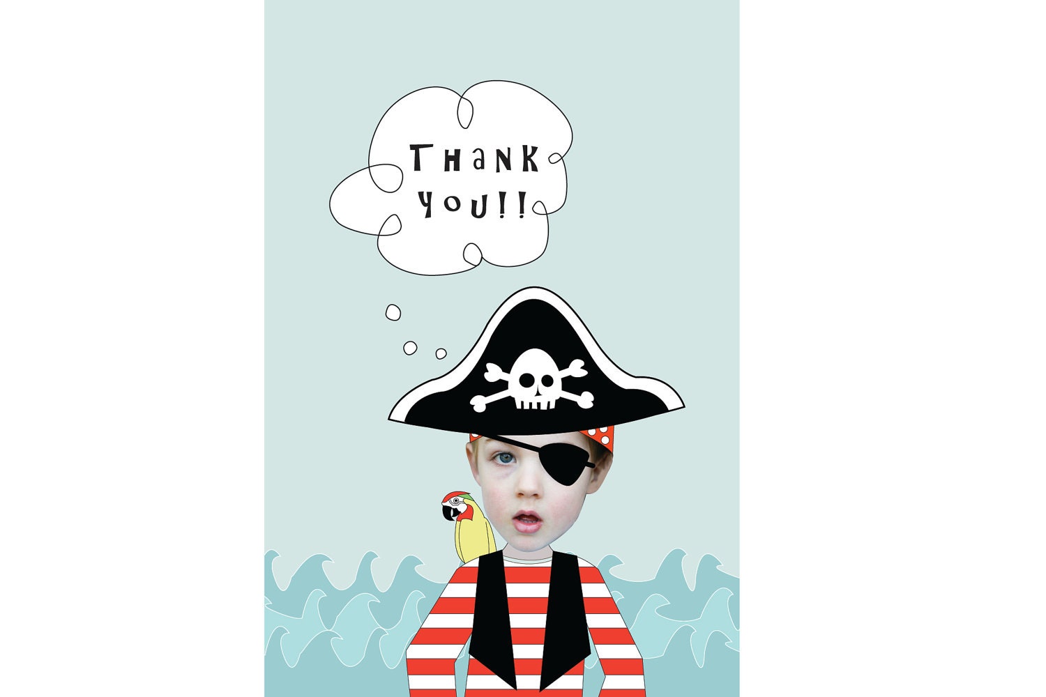 Thank You Card:  Pirate  - Personalized and Printable