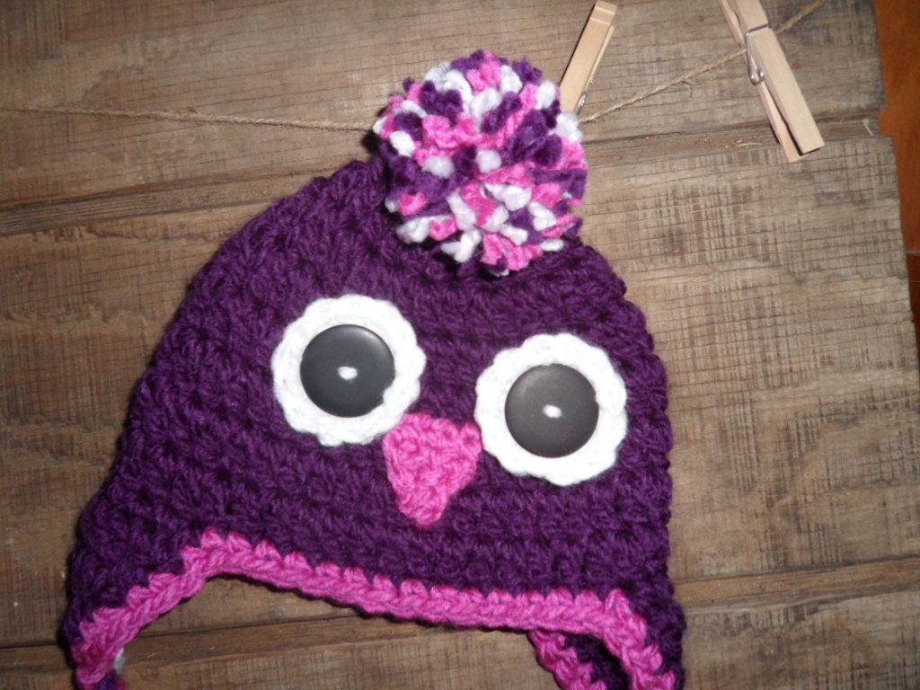 Penguin Purple/Pink Crochet Hat