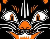 Etsy Banner Shop Banners Avatar Set - Vintage Cat Custom Logo Professional OOAK - halloween, fabric stars, orange flower, retro decoration