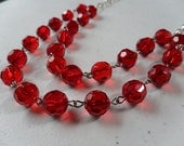 Ruby Crystal Glass Necklace