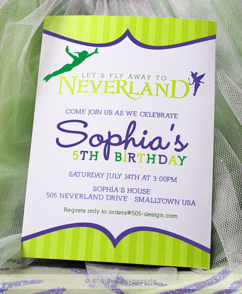 Neverland Invitation - Peter Pan Tinkerbell Inspired Invitation by 505 Design Il_570xn