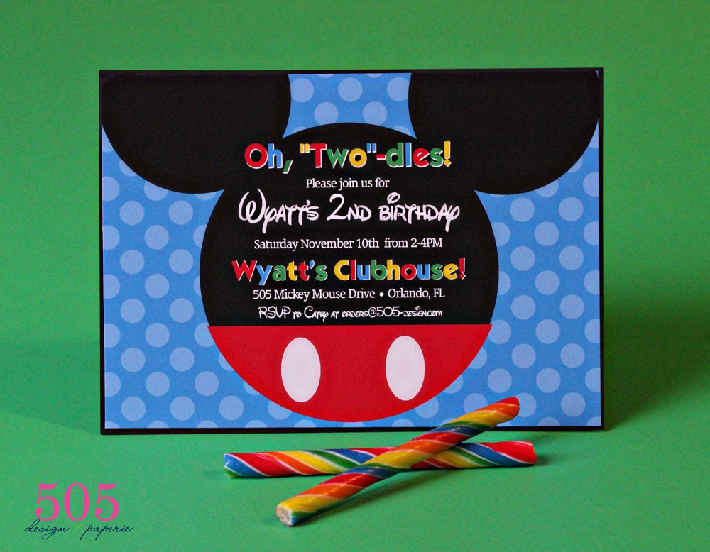 Mickey Mouse Invitation - Printable Invitation by 505 Design Paperie Il_570xn