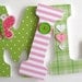 Custom Wooden Letters - GREEN & PINK BUTTERFLY Theme- Nursery Bedroom Home Décor, Wall Decorations, Wood Letters, Personalized