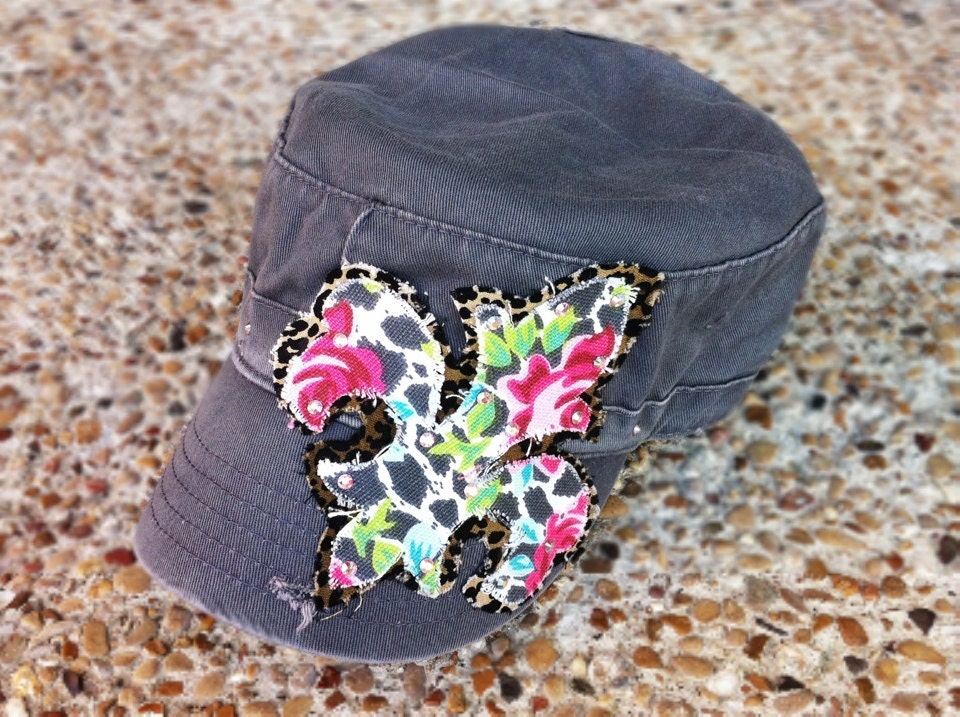 Frayed Cheetah Fleur de Lis Hat