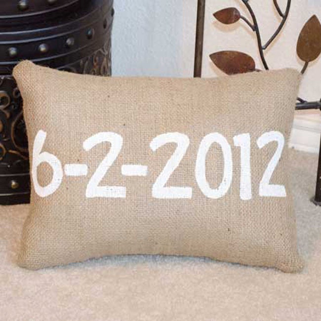 Wedding Anniversary Date Burlap Pillow Home Decor - We Do Custom Pillows