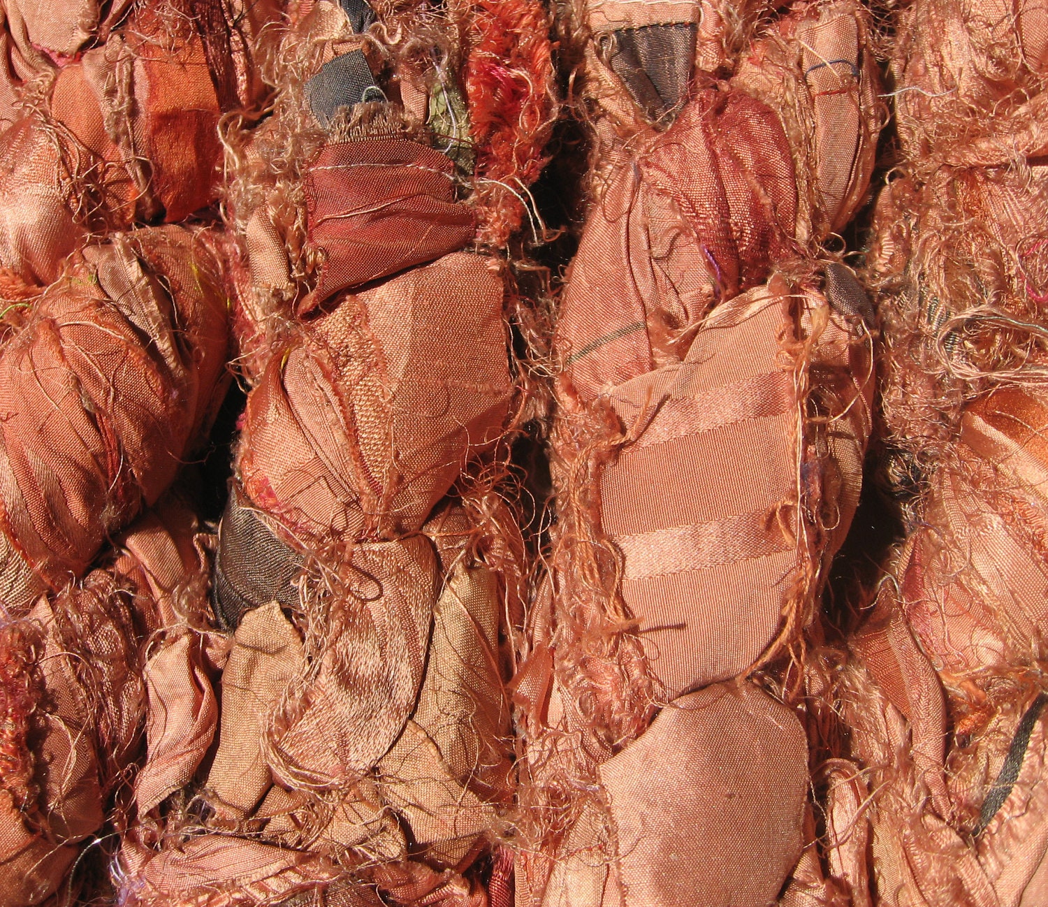 SALE - Recycled Sari Silk Ribbon - Peach