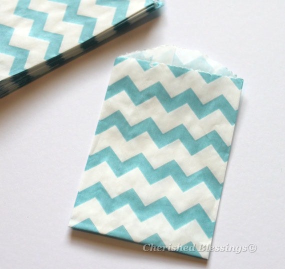 Chevron Bags, 20 Aqua Blue MINI SIZE Wooden Utensils Silverware Bag Paper Goods Birthday Wedding Baby Shower Favors w/ Straw Flags Il_570xn