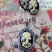Skeleton Cameo Necklace Earrings Set - Small Lolita Goddess Ivory Black Cameo - Victorian Zombie