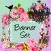 Premade Etsy Shop Banner Avatar Set - Rose flower vintage frame bird girl lady boutique etsy banner set - no432