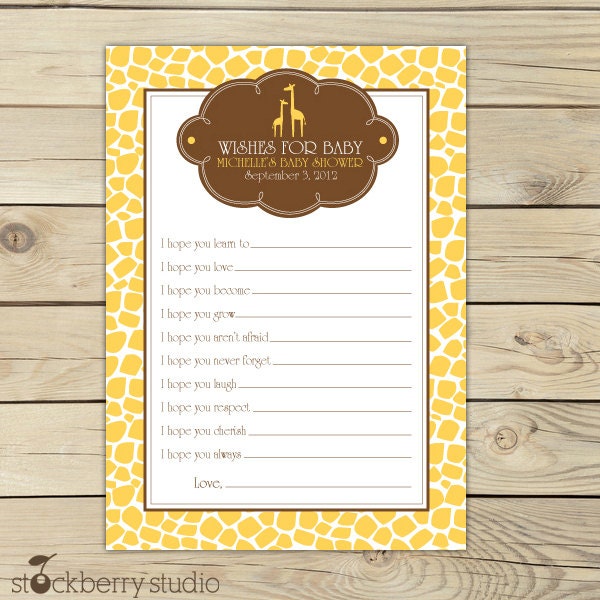 Giraffe Print Baby Shower for Baby Advice Printable Card Il_570xn
