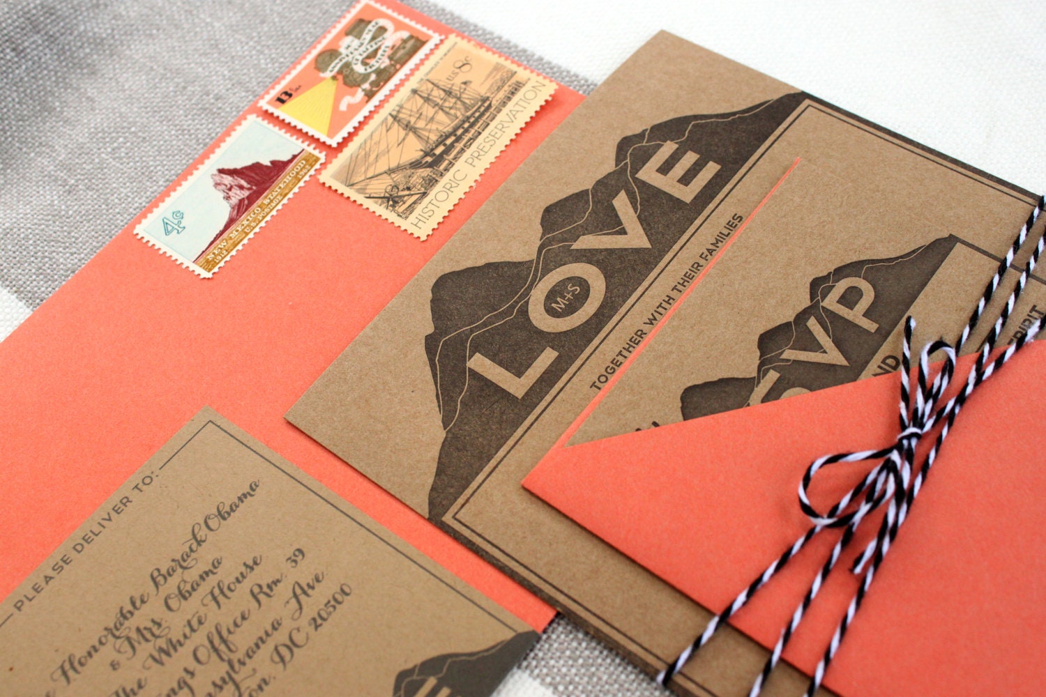LOVE Letterpress Wedding Invitations - SAMPLE