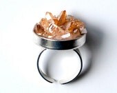 LYSITHEA tangerine  aura crystal cluster ring