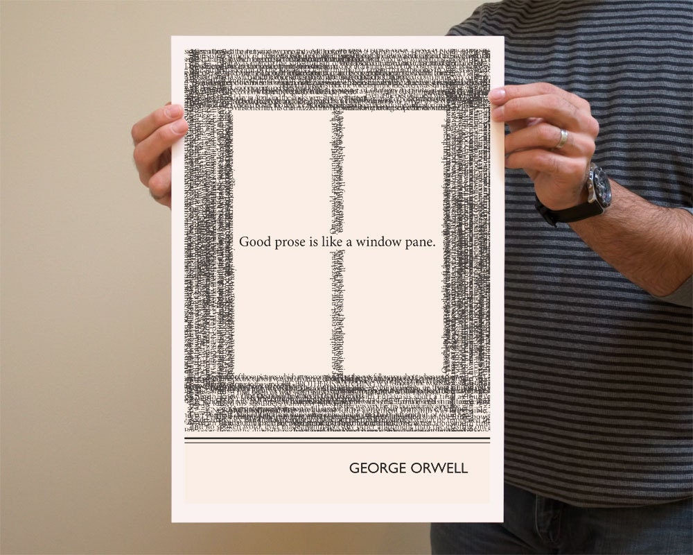 Illustration, George Orwell Quote, Fine Art Prints, Art Posters, Literary Art, Wall Decor, Writer Quote, WIndow Drawing, Typography Art