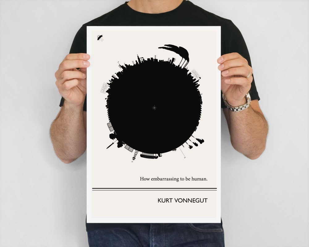Art Print, Illustration, Kurt Vonnegut Quote, Art Posters, Beat Writers, Postmodern Art Vonnegut Poster