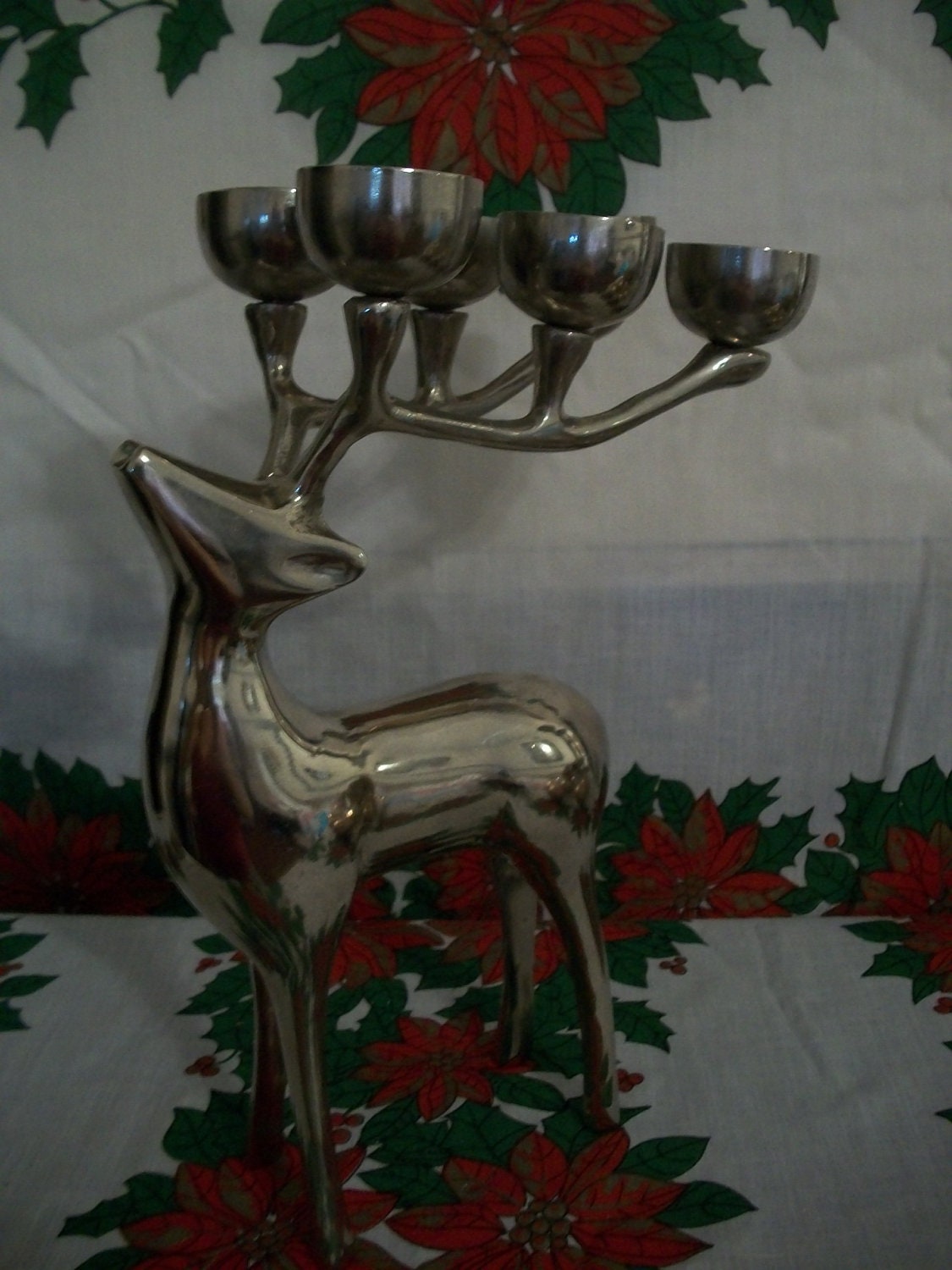 Silver Deer Elk Candle Holder Holiday Christmas by LaHaDans