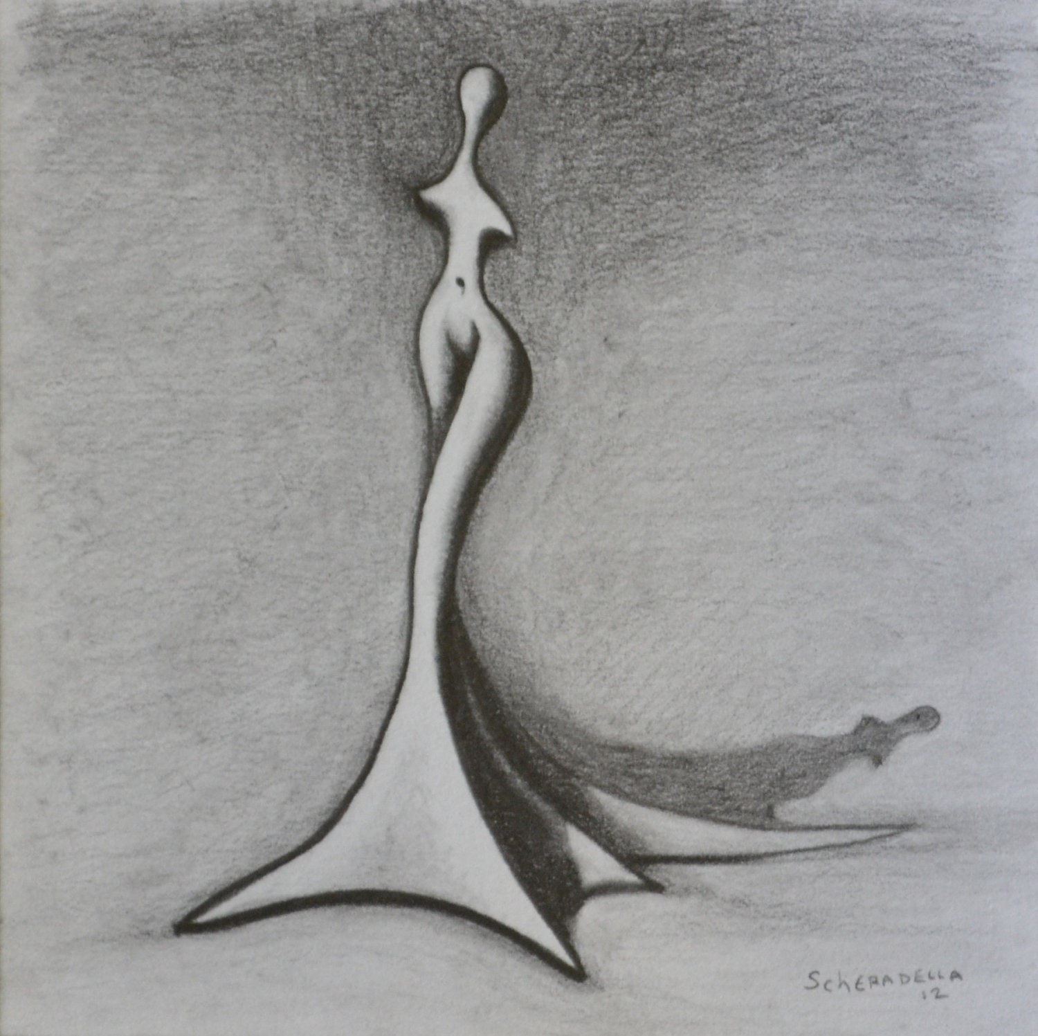 Original Graphite Drawing "Pretty Dress"