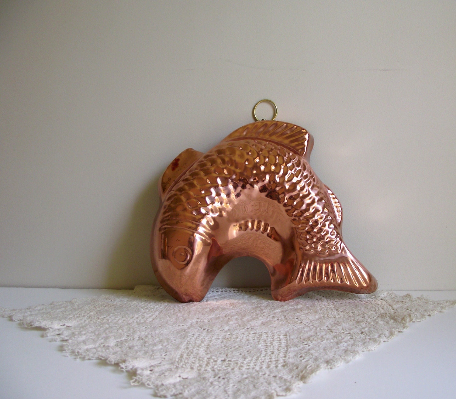 Copper Fish Mold Vintage Mid Century Retro Kitchen Decor Wall Hanging