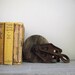 Barn Pulley Bookend Industrial Antique Cast Iron and Wood Farmhouse Rustic Industrial Decor