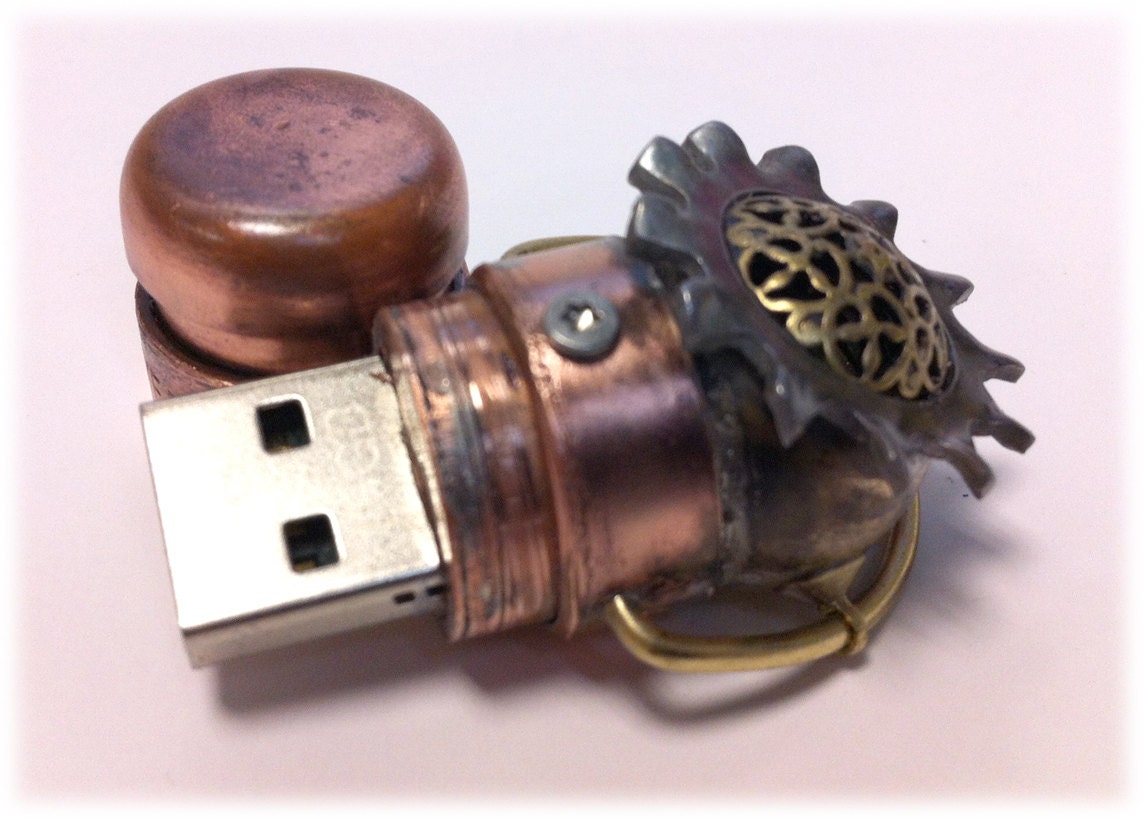 Steampunk 16GB USB Flash Drive Model 103 in a Tin Box, Extra small