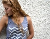 Tank Top - Gray with White Chevron