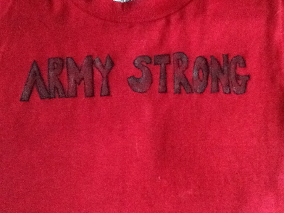 ARMY STRONG 2/3T red tee with camouflage pants
