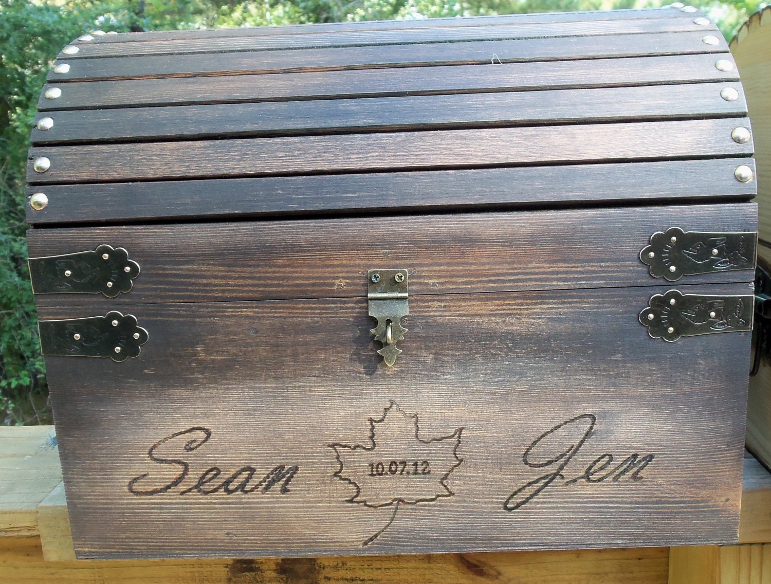 Wedding Card Box - Medium - Rustic Wood - Custom Design Box - MAPLE LEAF DESIGN,  SaLe - Use Coupon - MedBox20Dis
