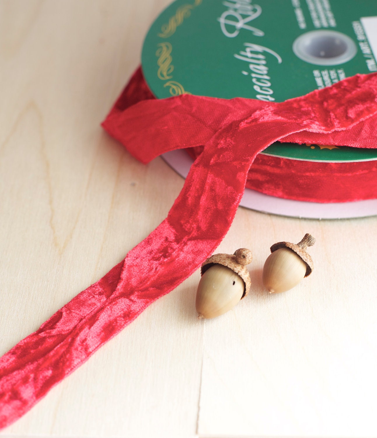 Red Velvet Trim Ribbon Christmas Craft Crafting Gift Wrapping Vintage