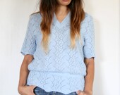 Women's Vintage Baby Blue Knit Top