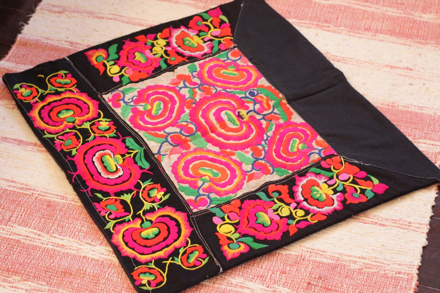 SALE 30% OFF Vintage Hmong Floor/Bed throw Cushion Cover Handmade tribal textile CU2012-4