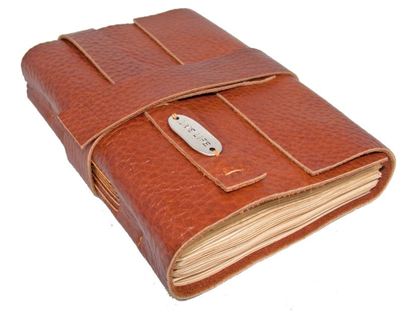 Light Brown Leather Journal with Tea Stained Pages