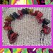 Funky Handmade Scarves , Colorful Funky Scarflette With Black Toggle Beaded Closure