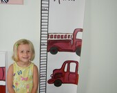 Vintage Firetruck Growth Chart- Hand painted- personalized