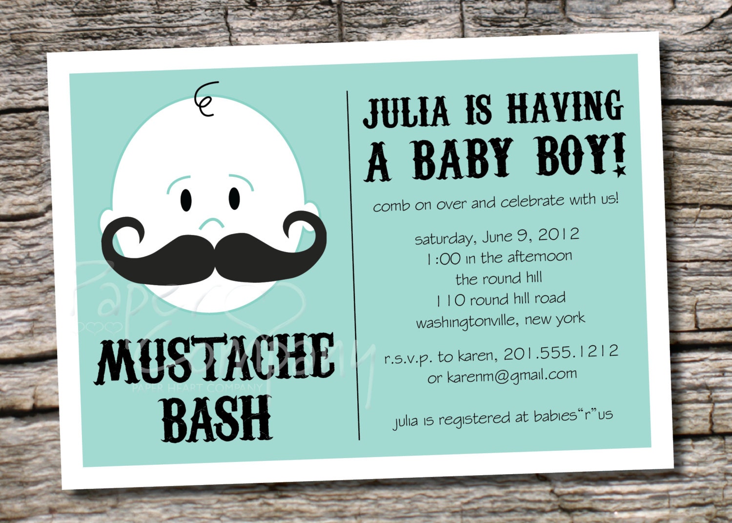 MUSTACHE BASH Boy Baby Shower Invitation Printable diy Customizable Il_170x135