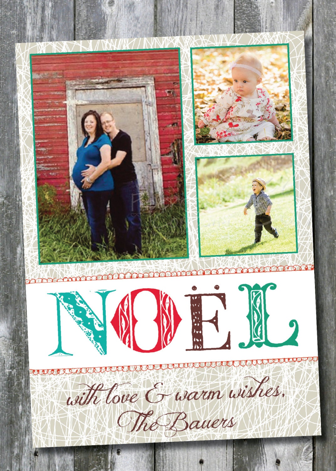 NOEL Christmas Photo Card, Digital holiday- diy, you print, printable Il_570xn
