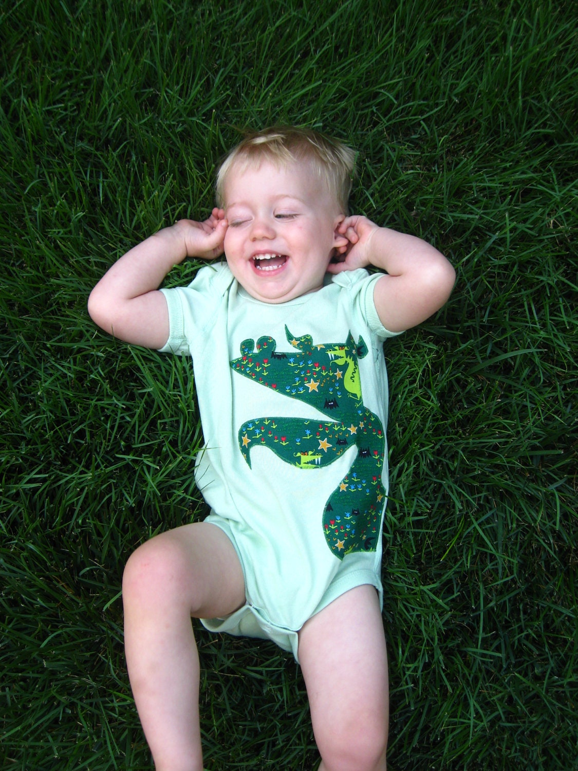 Organic Cotton Dragon Onesie - size 18-24 months