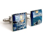 circuit board cufflinks blue