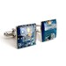 Circuit Board Cufflinks -- Blue, Square Domed -- Engineer Graduation Gift