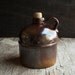 Vintage Pottery Jug- Rustic Brown Ceramic with Cork