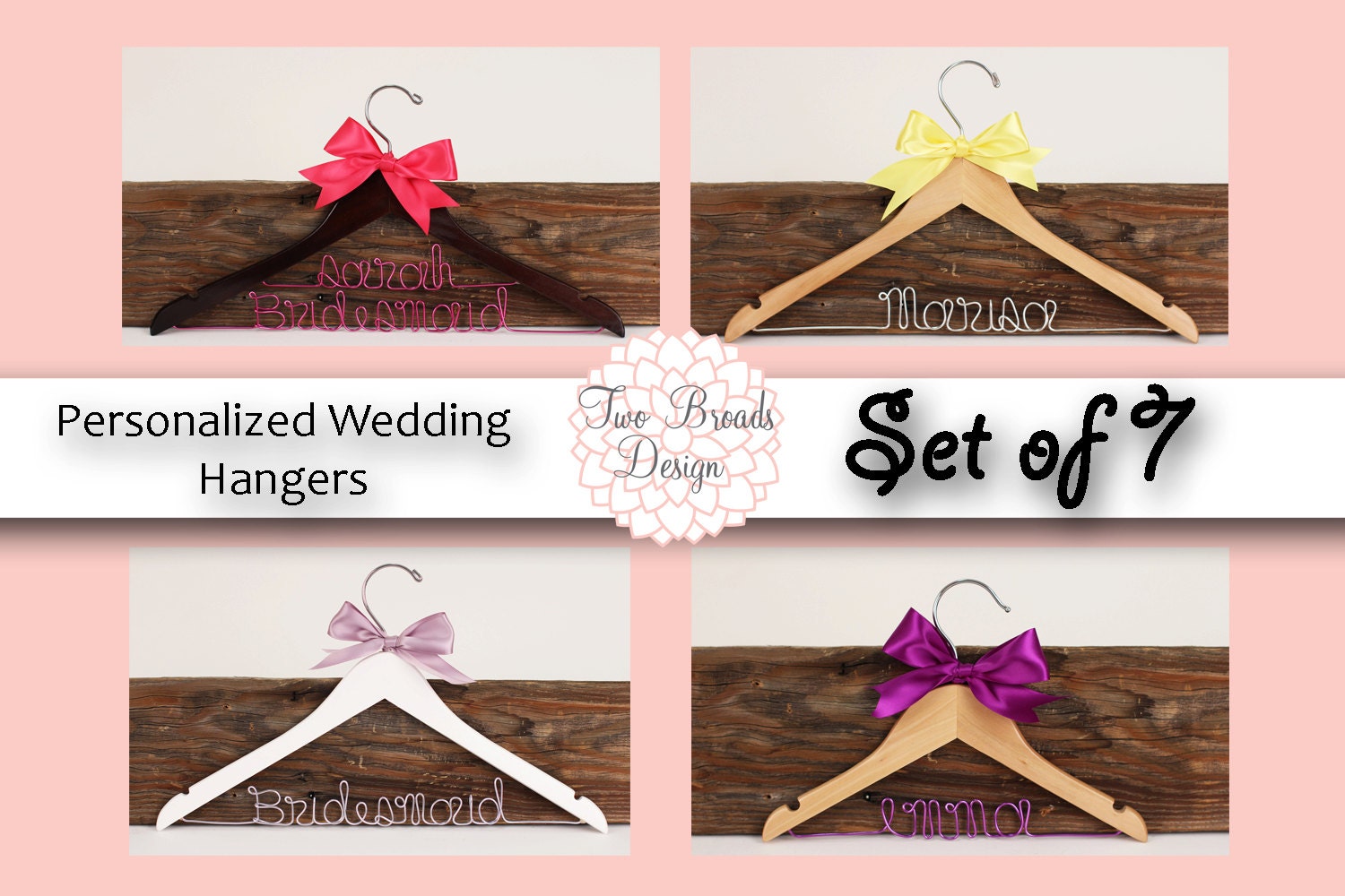 15% off Set of 7 Personalized Custom Bridal Hanger, Brides Hanger, Bride, Name Hanger, Wedding Hanger, Personalized Bridal Gift