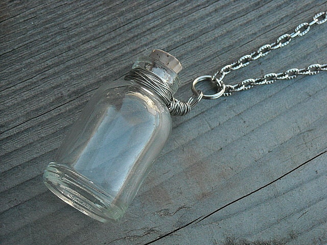 Bottle Necklace, Vial Necklace, Empty Bottle Necklace, Glass Bottle, DIY, Jewelry,