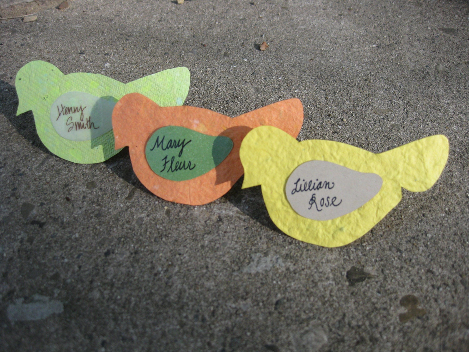 Handmade eco-friendly 100% Recycled  Dove Place Cards (made to order)