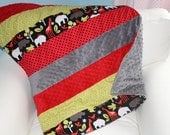 SALE, One of a kind Cotton and Minky Patchwork blanket