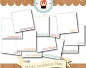 Documented 365 Months 8x8 Scrapbook Mats Digi Kit by Sarah Hurley Digital & Hybrid Scrapbooking / Crafts