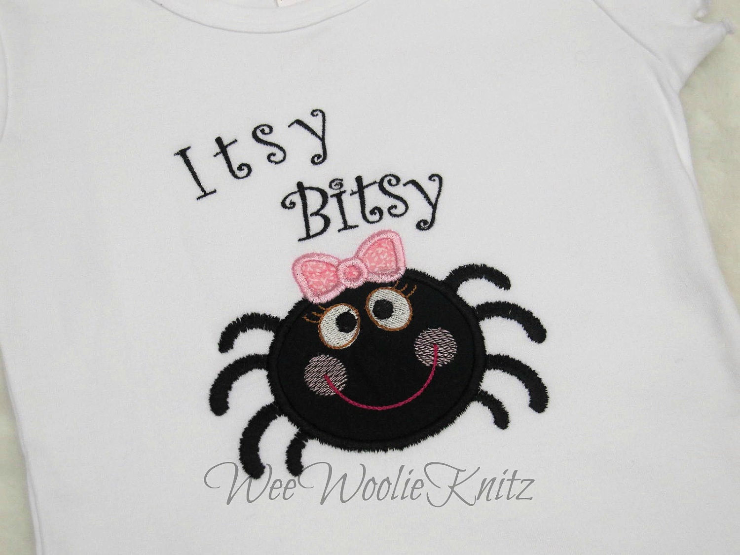 Girls Itsy Bitsy Spider Shirt  Applique Personalized Ruffled Tee LONG or SHORT Sleeve Boys 1st 2nd 3rd 4th Tshirt Toddler Children