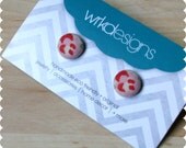 Shabby Chic Rose Fabric Button Stud Earrings