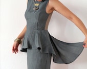 SALE Saturn Dress - Green Silk/Linen